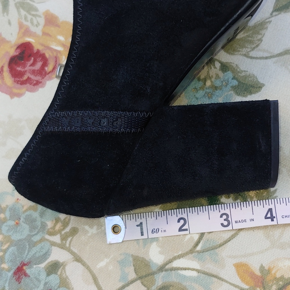 PRADA Black Suede Block Heel Ankle Booties Women's Size US 9 EURO 40 - Picture 3 of 17